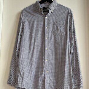 Chaps Performance Gingham Shirt - Blue, Athletic Stretch Material
